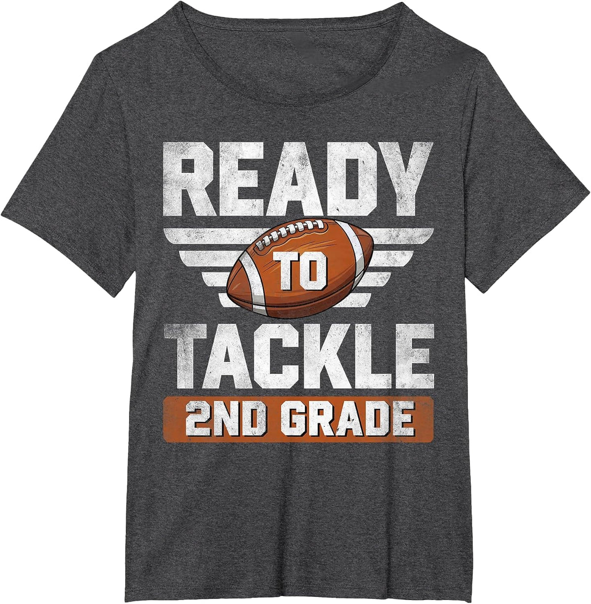 Ready to Tackle 2nd Grade Football Back to School Boys Kids T-Shirt - Dark Heather Grey