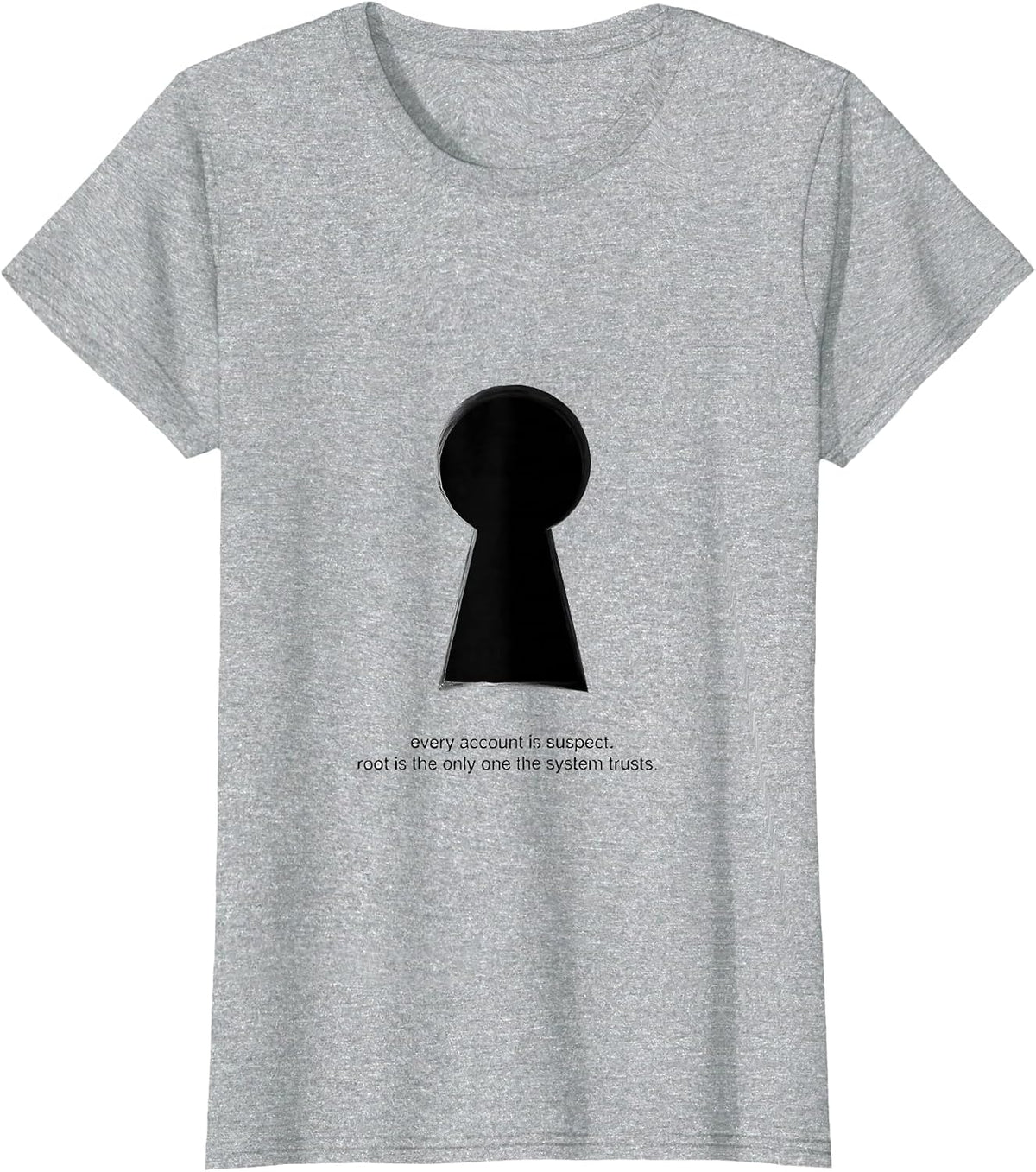 Women's every account is suspect root Linux Sysadmin Humor T-Shirt - Heather Grey