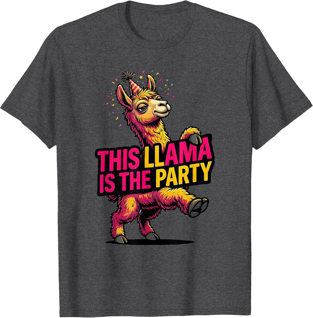 This Llama Is The Party Funny Llama Lover Birthday Gift T-Shirt - Dark Heather Grey