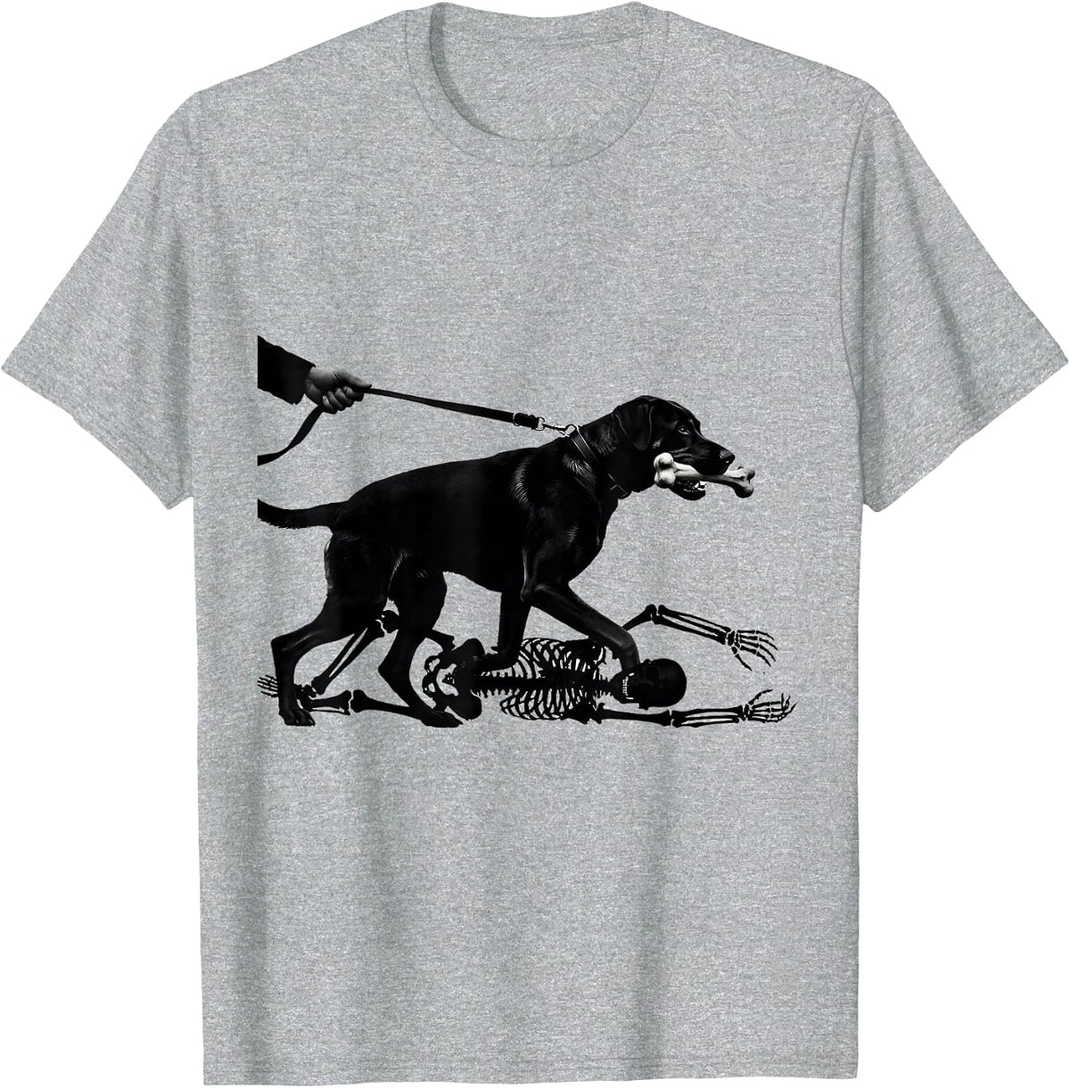 Men's Rhodesian Ridgeback Skeleton Chasing Halloween Dog Mom Humor T-Shirt - Heather Grey