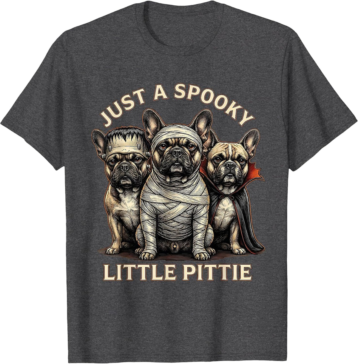 Men's Just A Spooky Little Pittie Funny Halloween Pitbull Dog T-Shirt - Dark Heather Grey