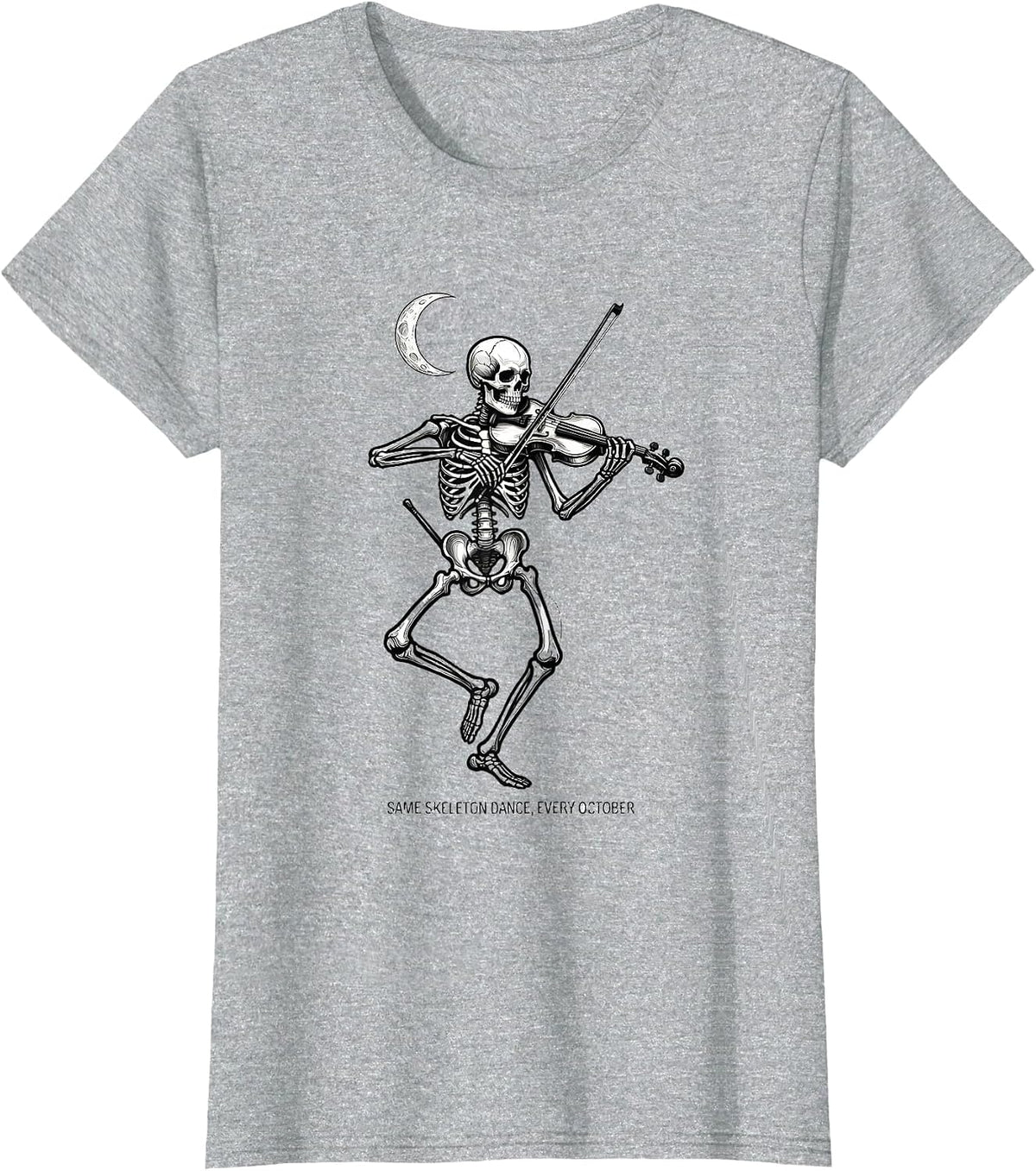 Same Skeleton Dance, Every October Whimsical Music Teacher T-Shirt - Heather Grey