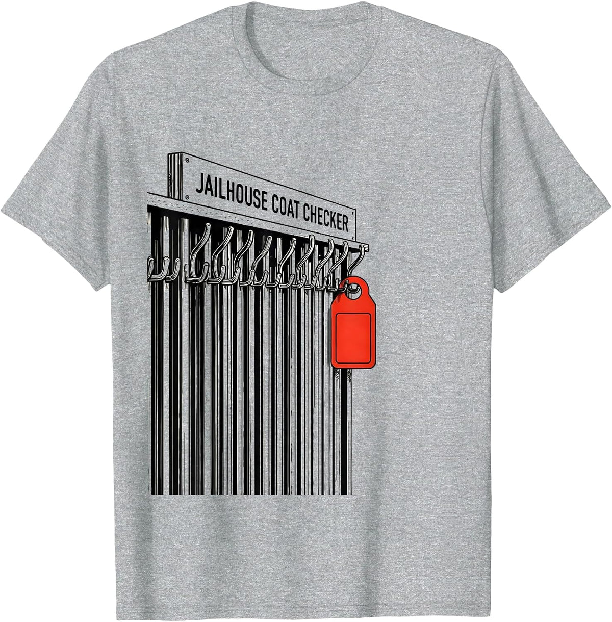 Men's Jailhouse Coat Checker Funny Police Officer Gift Law T-Shirt - Heather Grey