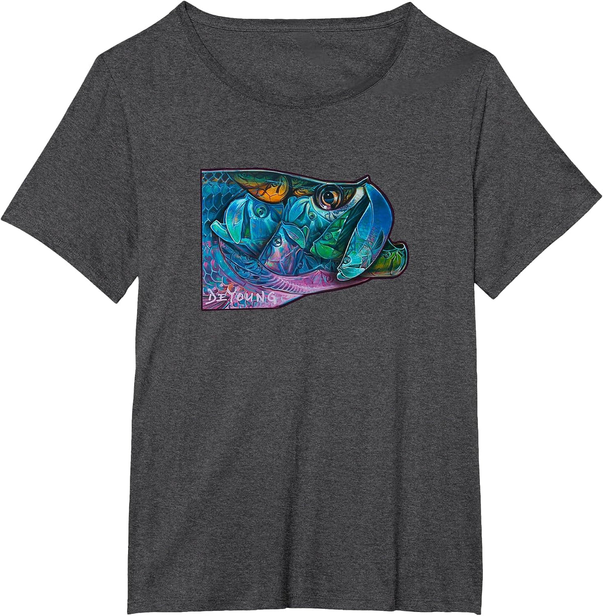Tarpon Kaleidoscope Saltwater Fly Fishing T-Shirt - Dark Heather Grey