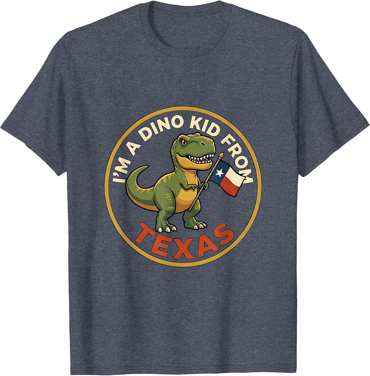 I'm a Dino Kid From Texas Funny Dinosaur Lover Texas Pride T-Shirt - Heather Blue
