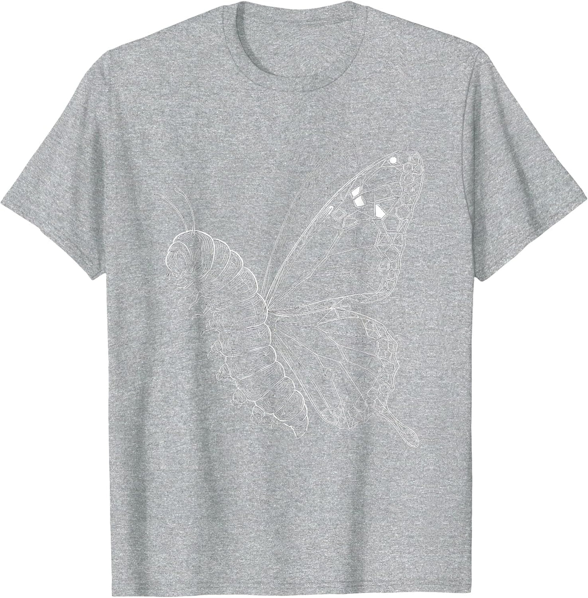 Men's Autism Caterpillar Geometric Mosaic Butterfly T-Shirt - Heather Grey