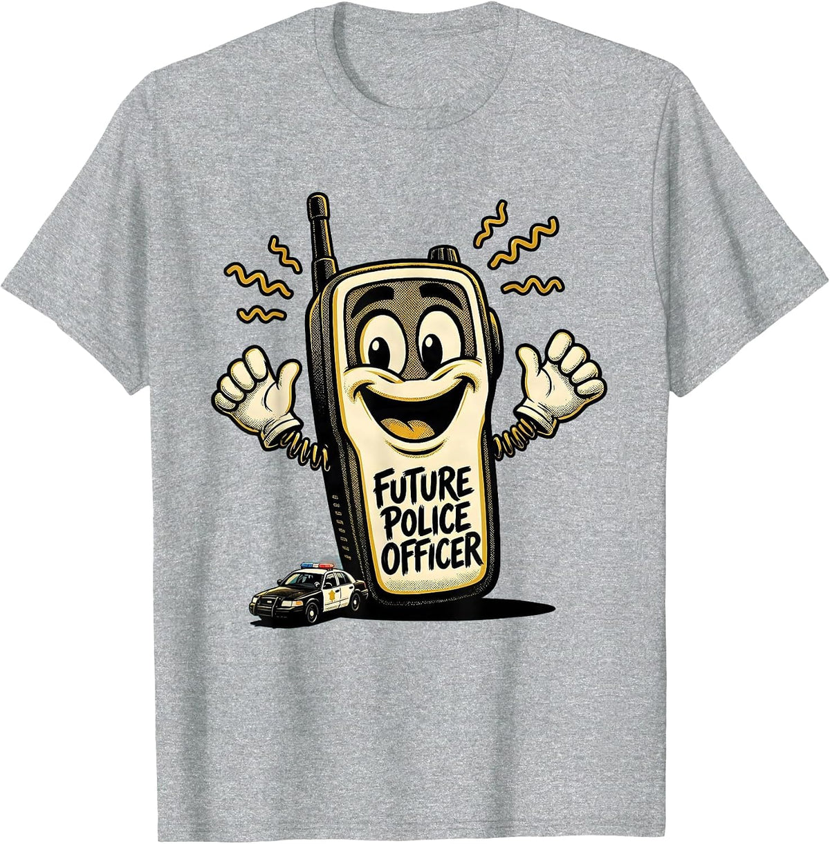 Men's Future Police Officer Retro Cartoon Kids Role Play Costume T-Shirt - Heather Grey