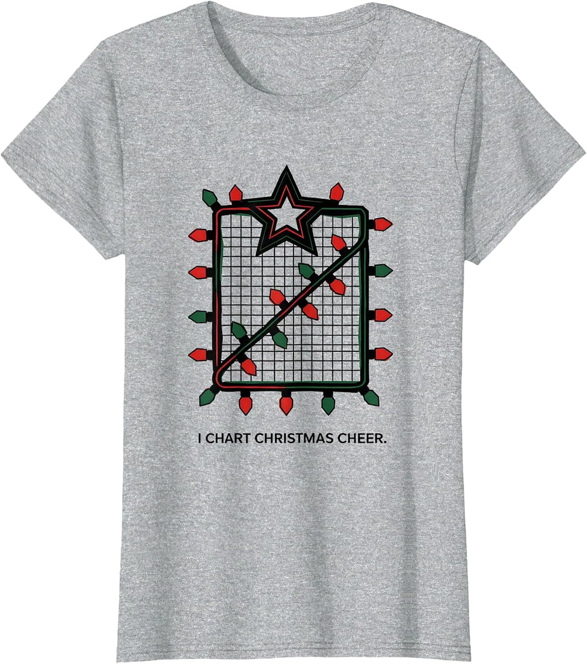 I Chart Christmas Cheer Geometric Funny Nurse Christmas T-Shirt - Heather Grey