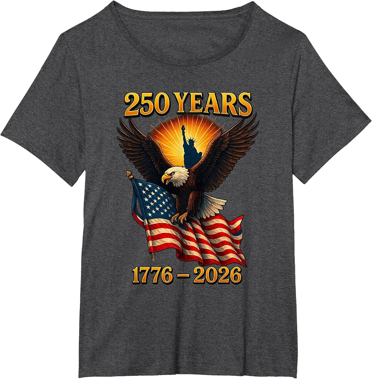 American 250 Years Retro Eagle USA Patriotic 1776 to 2026 T-Shirt - Dark Heather Grey