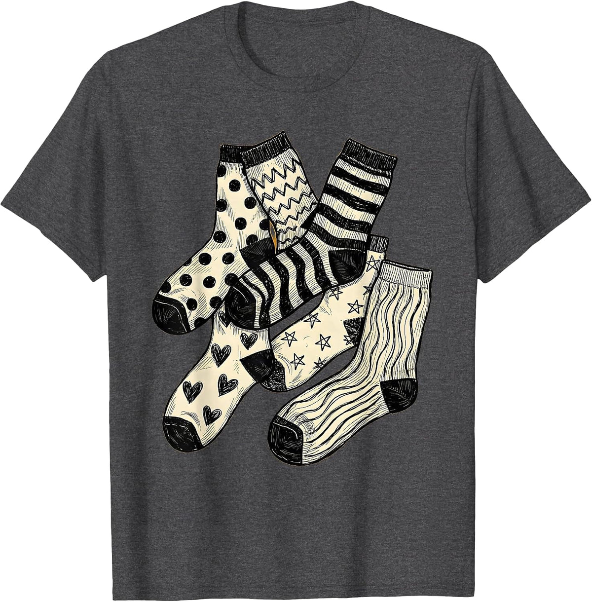 Men's Down Syndrome Awareness Mismatched Socks Design T-Shirt - Dark Heather Grey