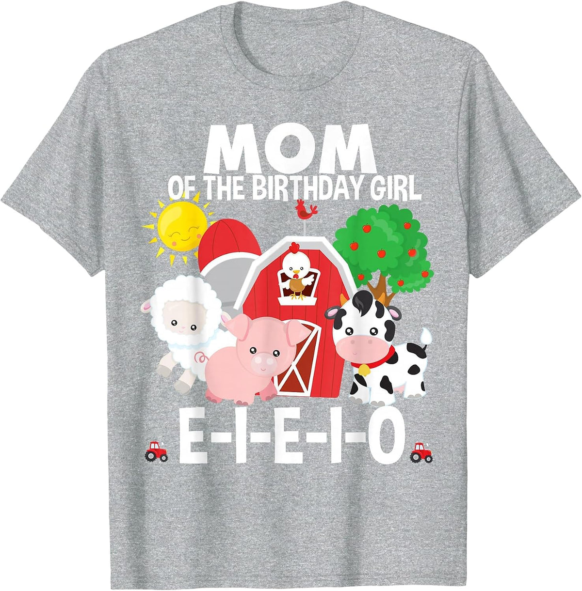 Mom Birthday Girl Old Macdonald Birthday Party Matching T-Shirt - Heather Grey