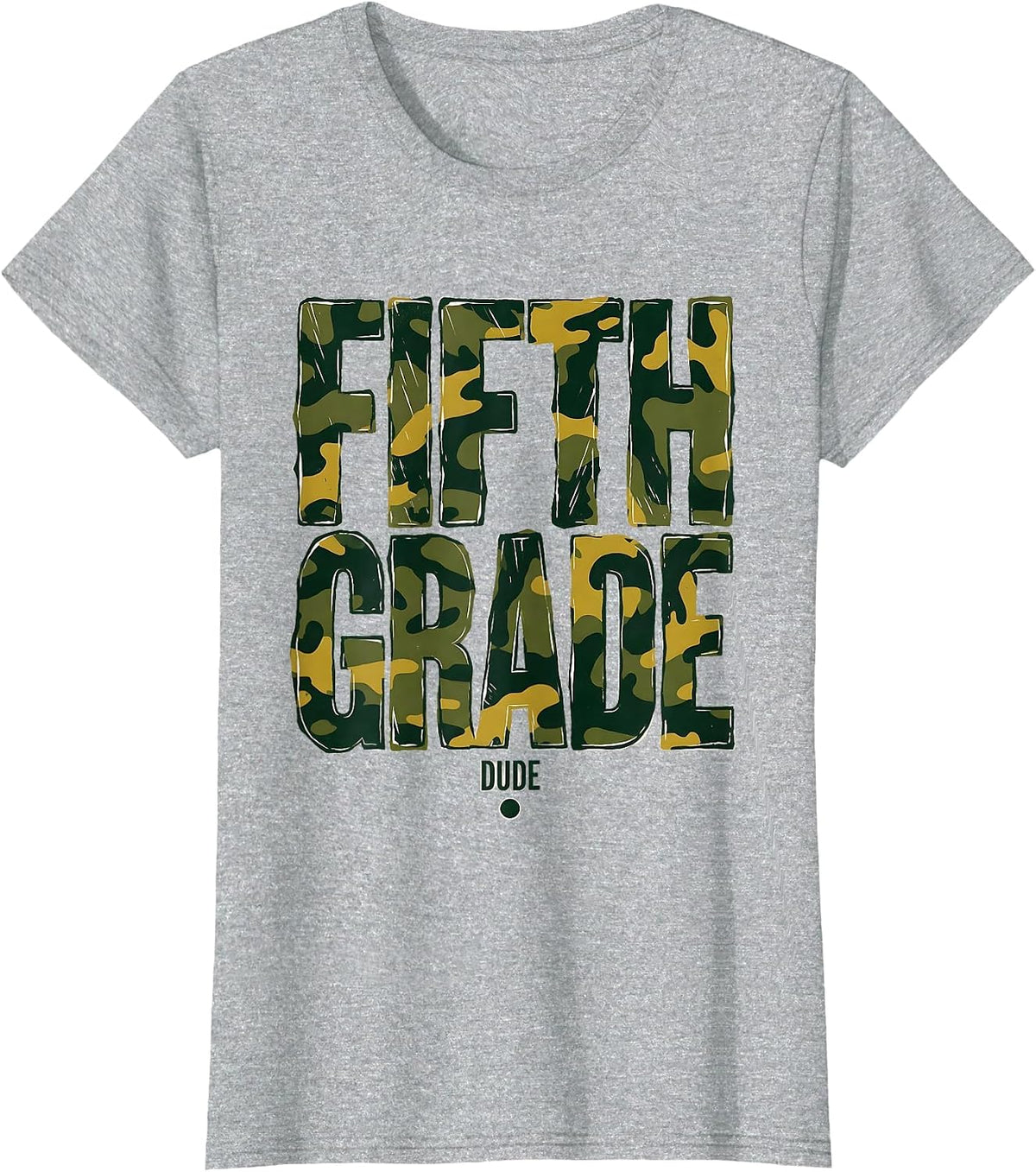 Women's Fifth Grade Dude Camo Back To School Boys First Day T-Shirt - Heather Grey