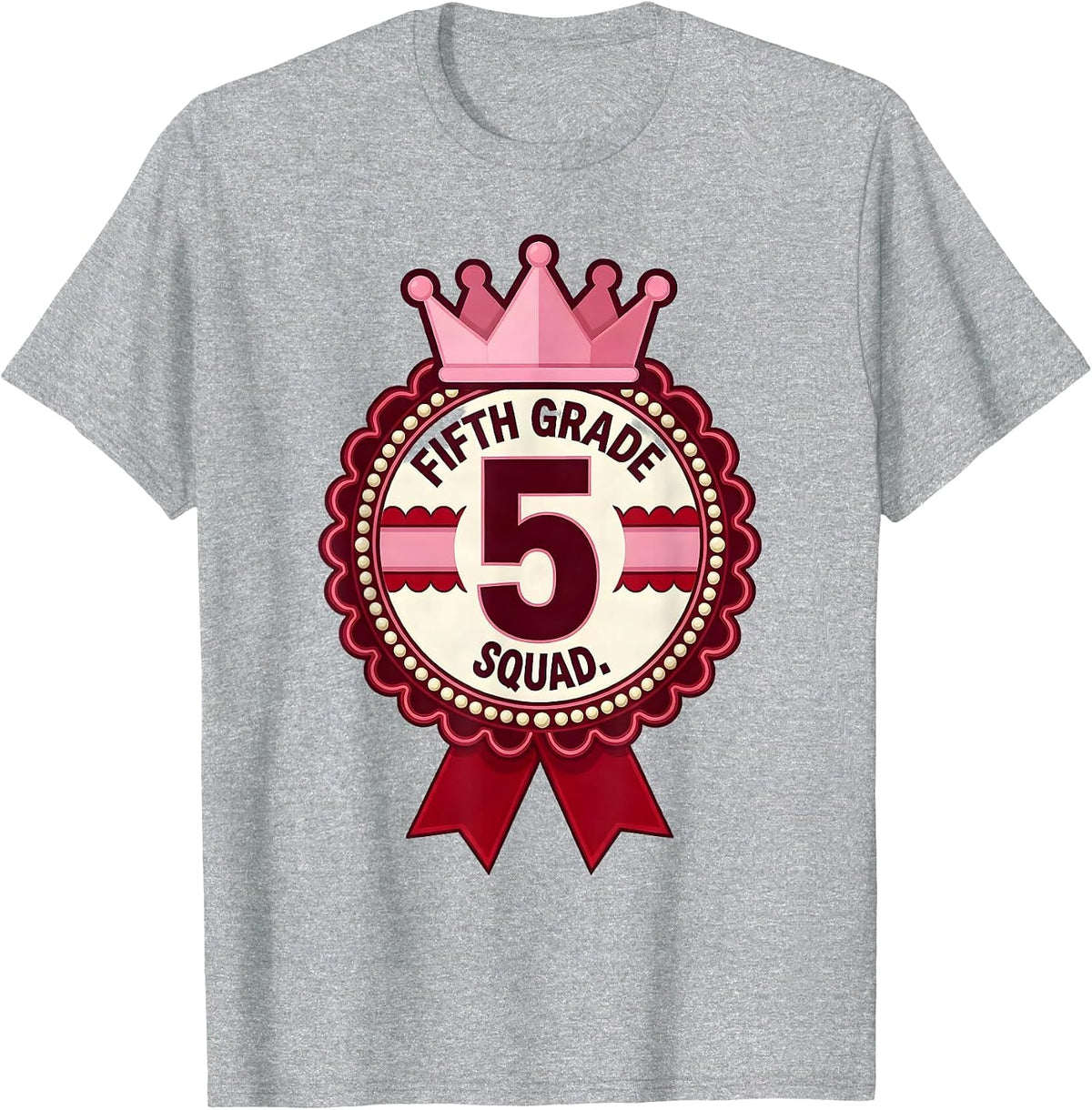 Men's Fifth Grade Squad Coquette Ribbon Back To School Girl T-Shirt - Heather Grey