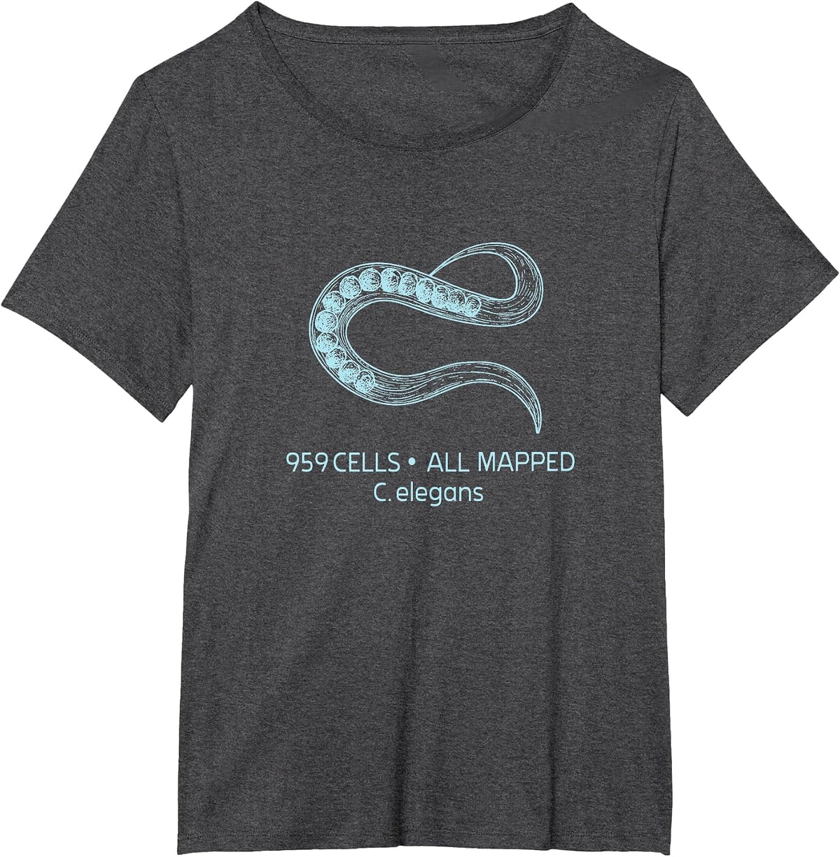 959 Cell All Mapped Biology Funny C Elegans T-Shirt - Dark Heather Grey