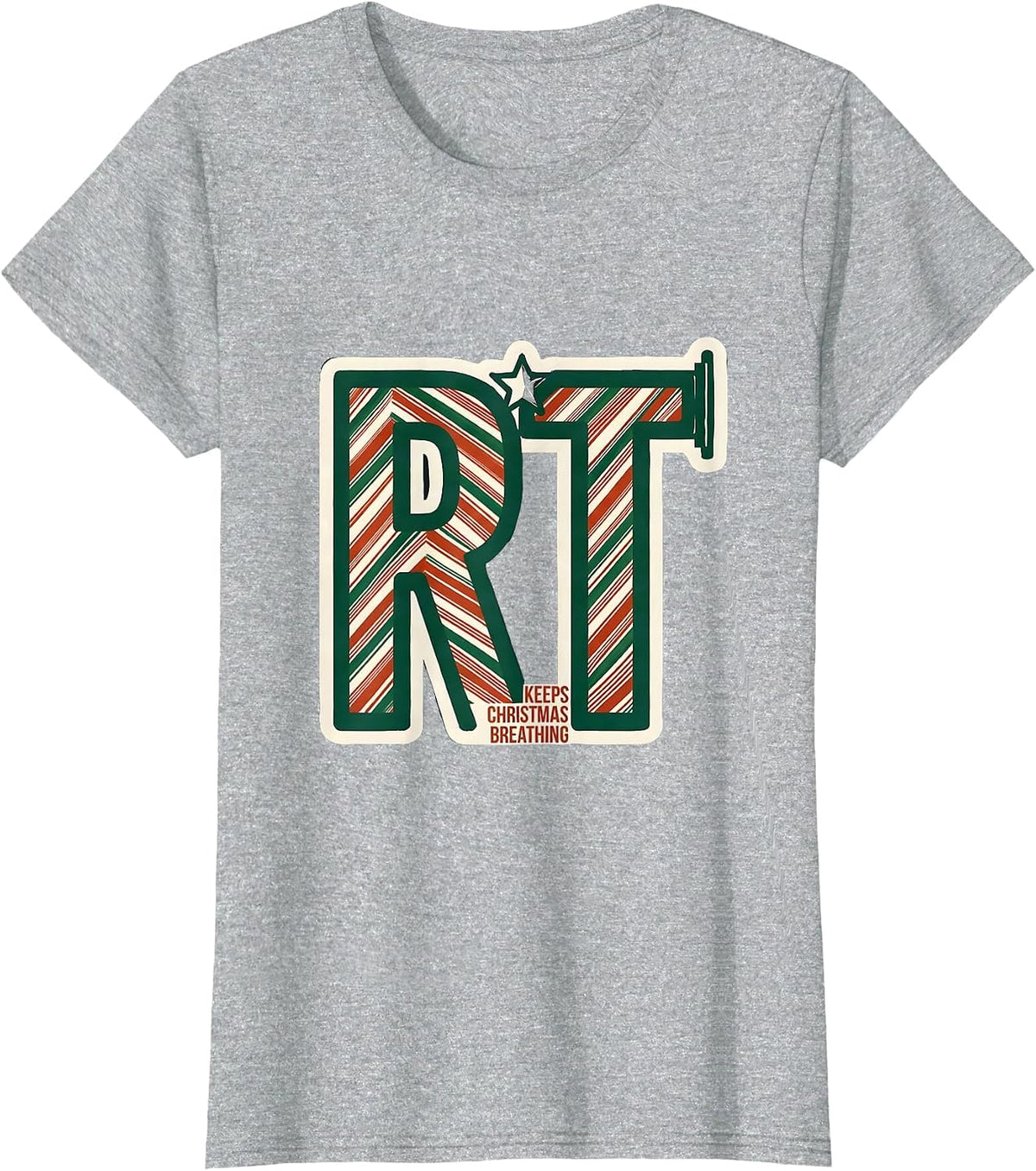 Women's RT Keeps Christmas Breathing Occupational Pride Respiratory T-Shirt - Heather Grey