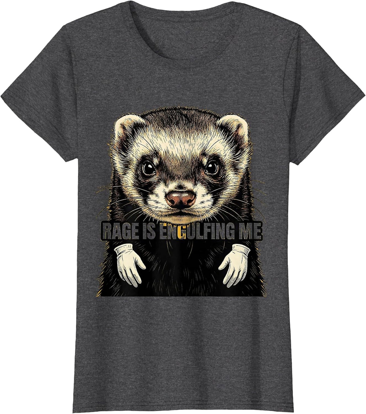 Women's Rage Is Engulfing Me Retro Cartoon Ferret Meme Humor T-Shirt - Dark Heather Grey