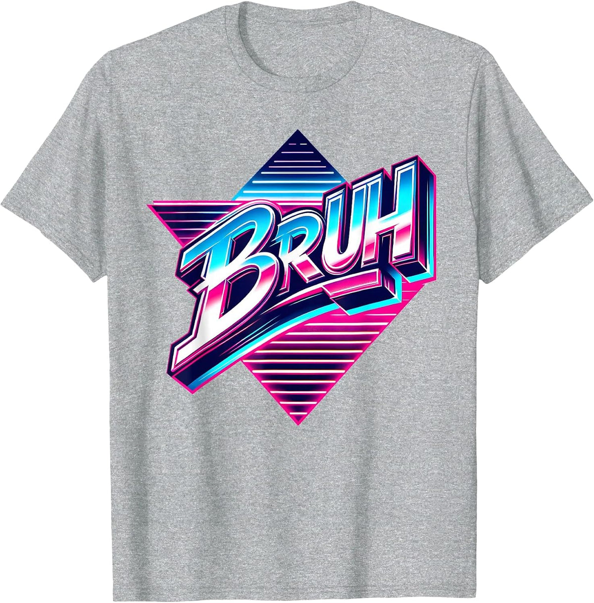 Retro Bruh Meme Synthwave 80s Vintage Boys Mens Funny Saying T-Shirt - Heather Grey