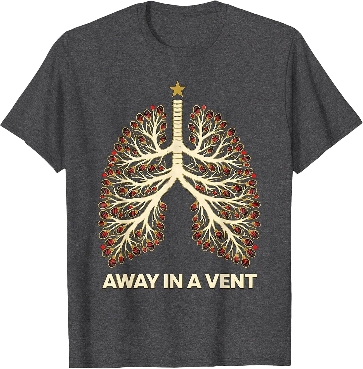 Men's Away In A Vent Stencil Graphic Respiratory Therapist T-Shirt - Dark Heather Grey