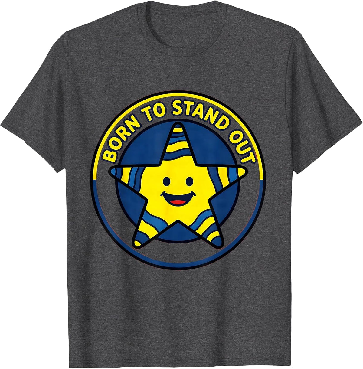 Men's Born to Stand Out Down Syndrome Awareness Design T-Shirt - Dark Heather Grey