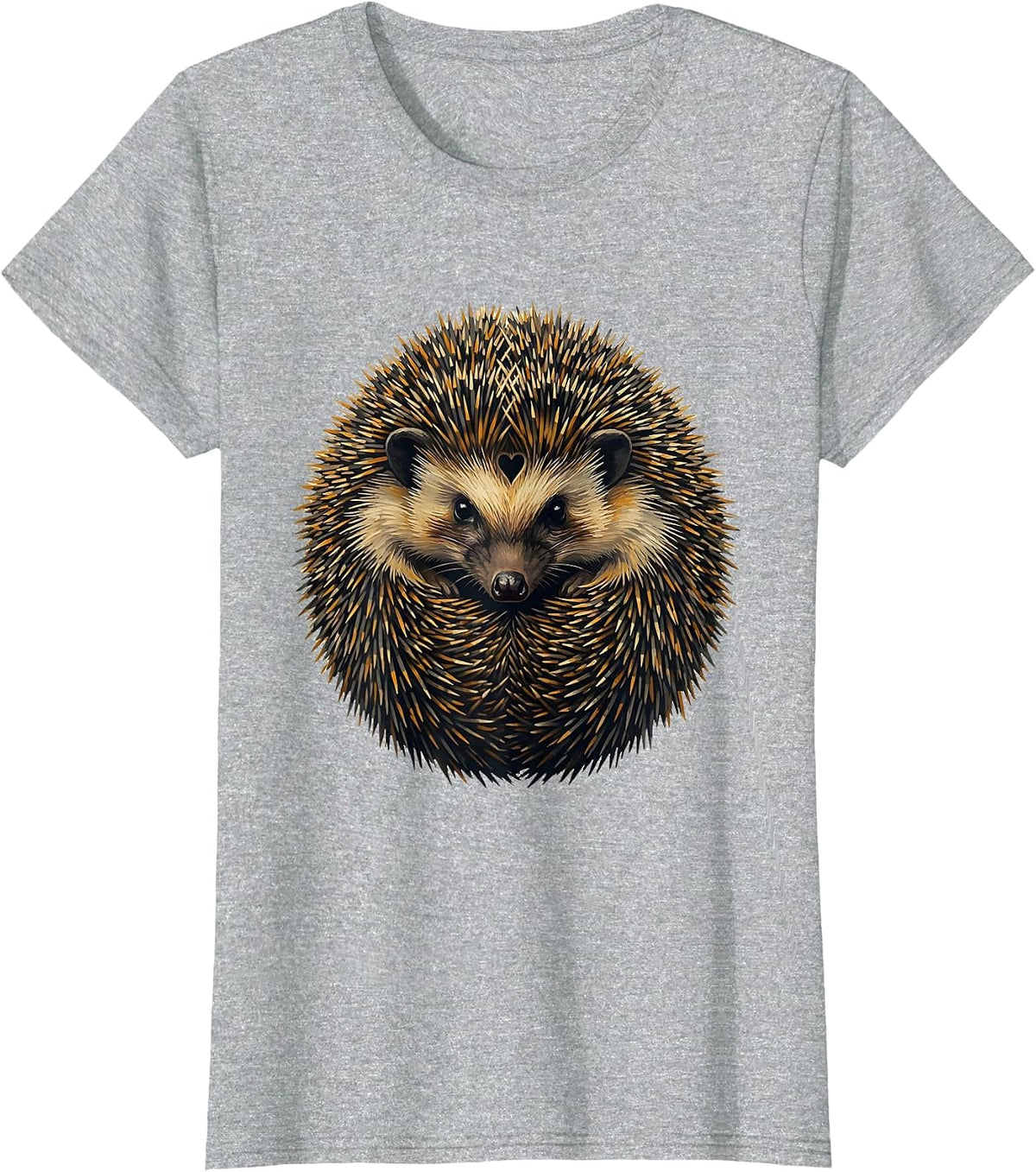 Women's Hedgehog Curl Ball Cute Animal Humor Gift T-Shirt - Heather Grey