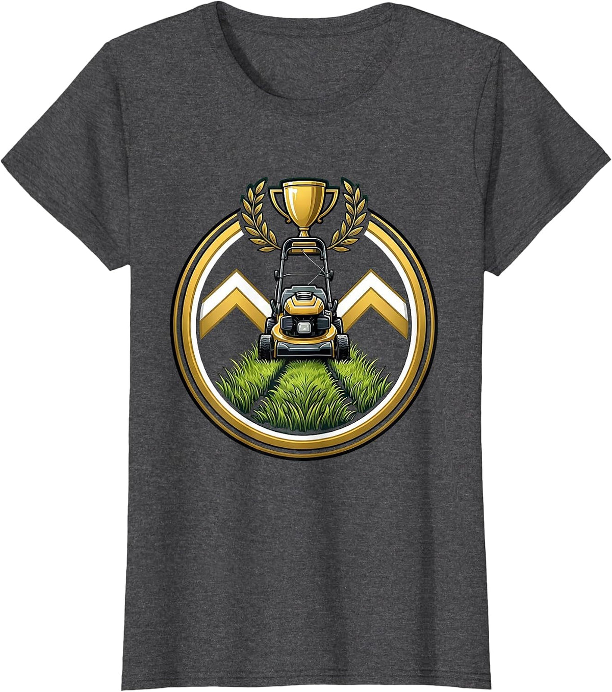 Women's Proud Bad Lawn Mowing Dad Graphic T-Shirt - Dark Heather Grey