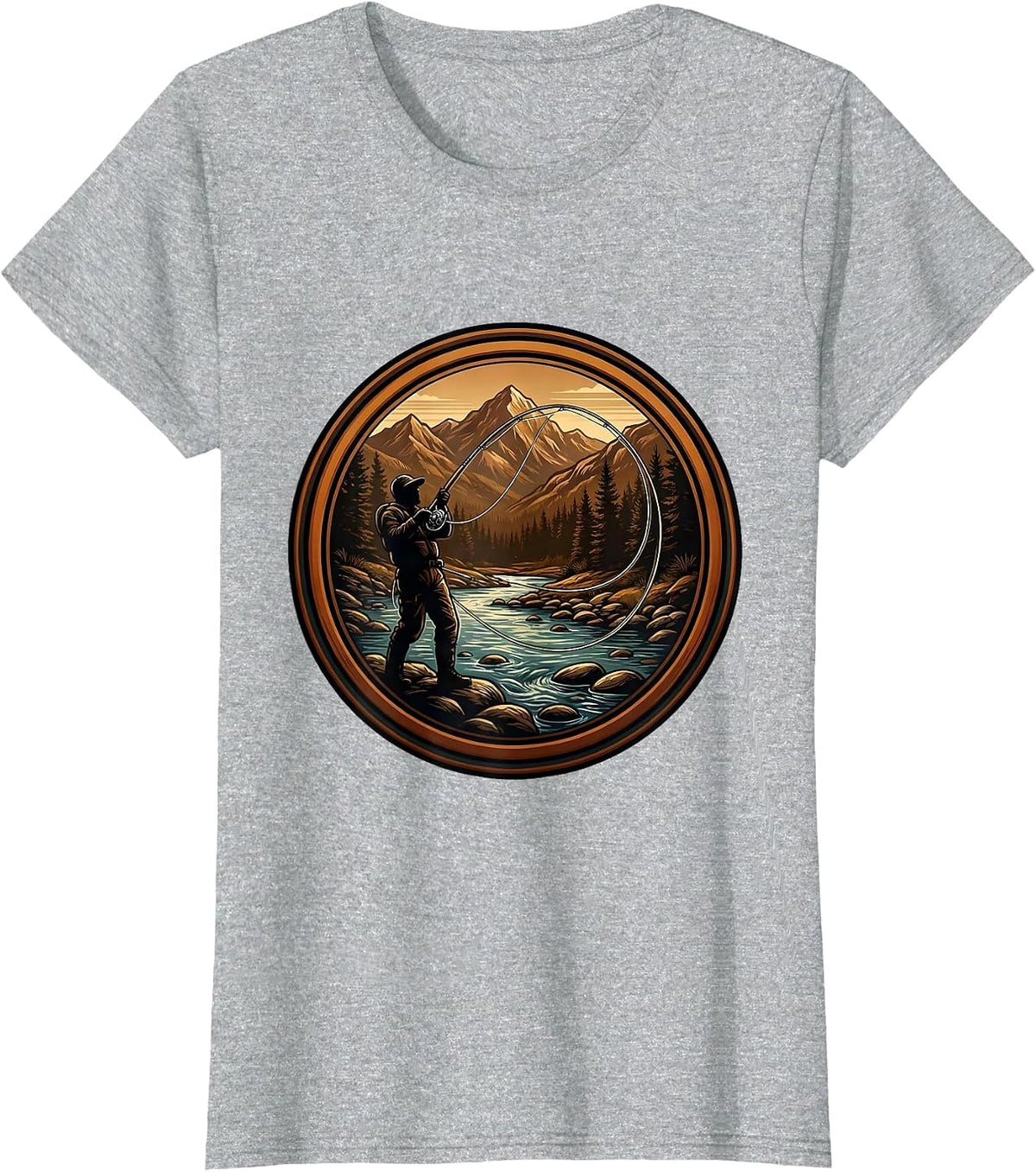 Women's Fly Fisherman Casting Wide Arc Loop Graphic T-Shirt - Heather Grey