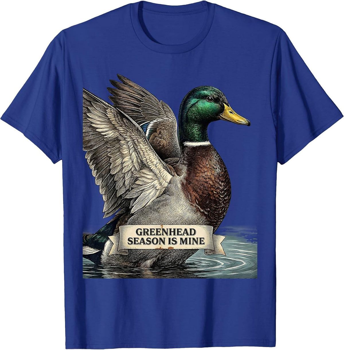 Greenhead Season Is Mine Vintage Mallard Duck Hunting Season T-Shirt - Royal Blue