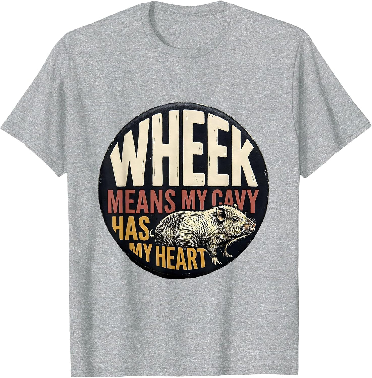Men's Wheek Means My Cavy Has My Heart Funny Guinea Pig Lover T-Shirt - Heather Grey