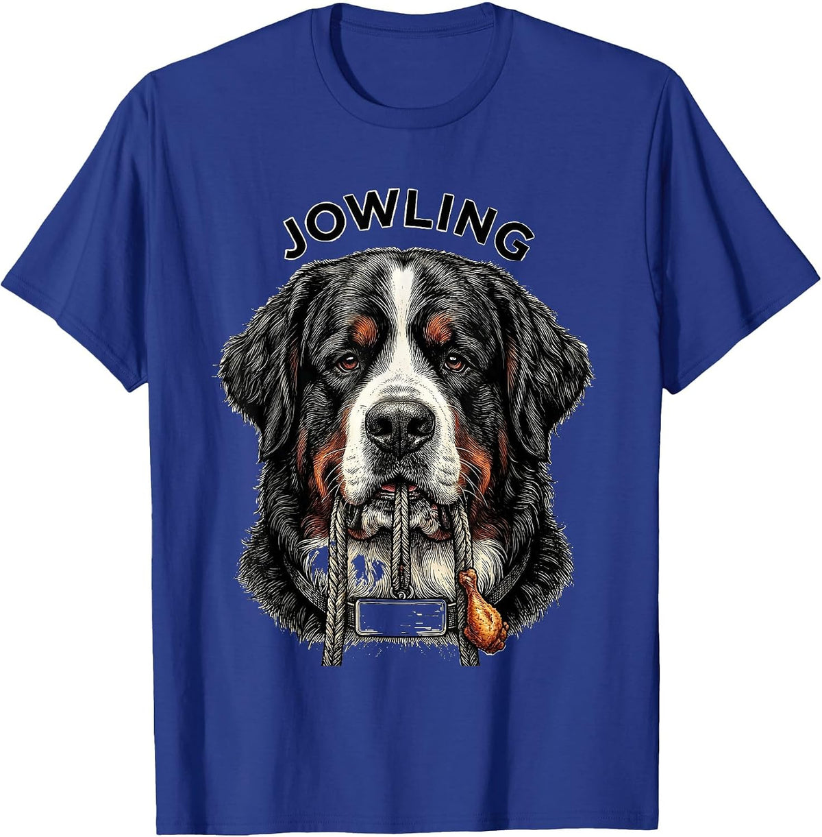 JOWLING Funny Bernese Mountain Dog Drooling Dog Mom Dad T-Shirt - Royal Blue