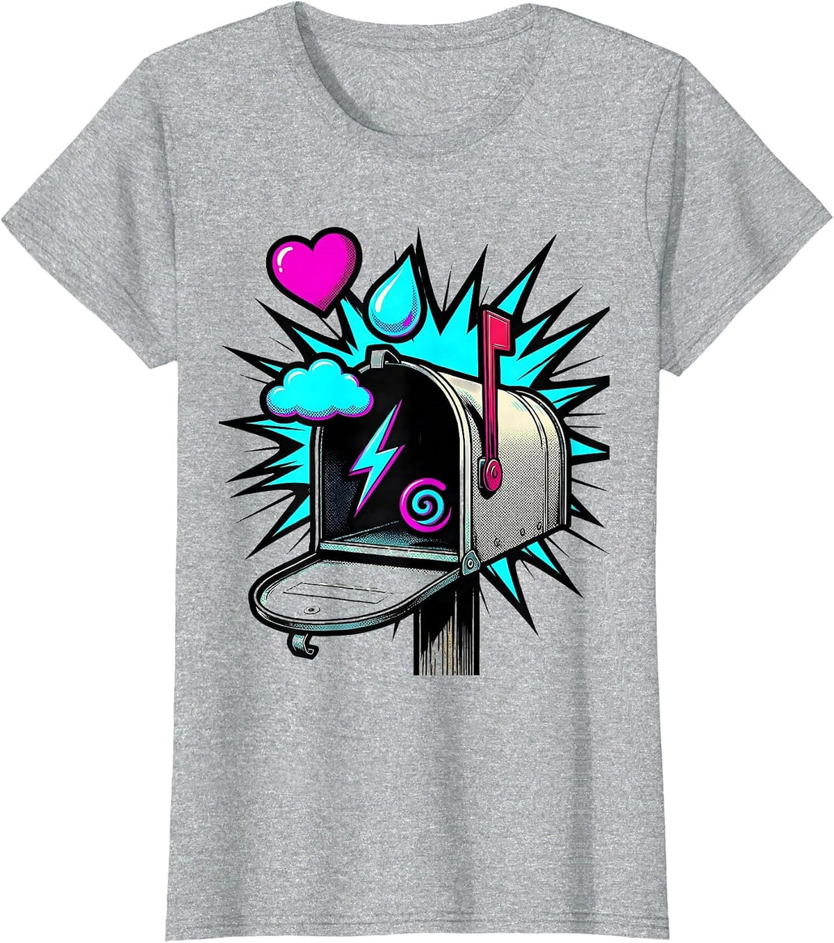 Women's Oversized Mailbox Pop Art Mental Health Awareness Counselor T-Shirt - Heather Grey