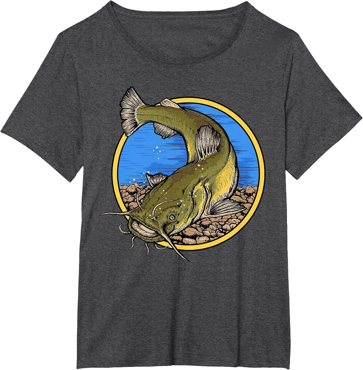 Flathead Catfish Fishing T-Shirt - Dark Heather Grey