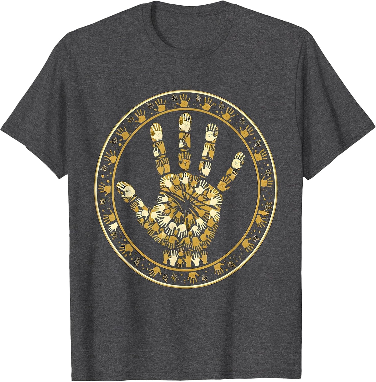 Men's Preschool Teacher Handprint Art Illustration T-Shirt - Dark Heather Grey