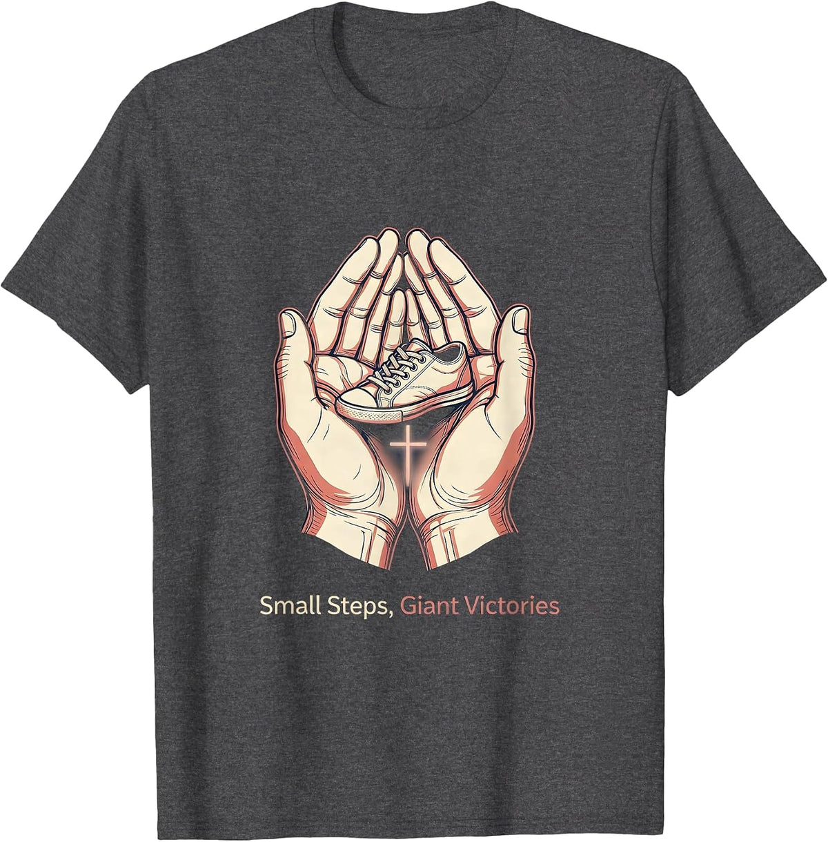 Men's Small Steps Giant Victories Sped Teacher Design T-Shirt - Dark Heather Grey