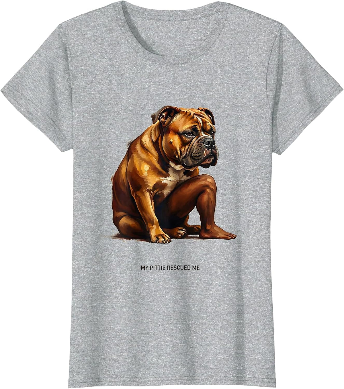 Women's My Pittie Rescued Me Funny Pitbull Dog Lover Gift T-Shirt - Heather Grey