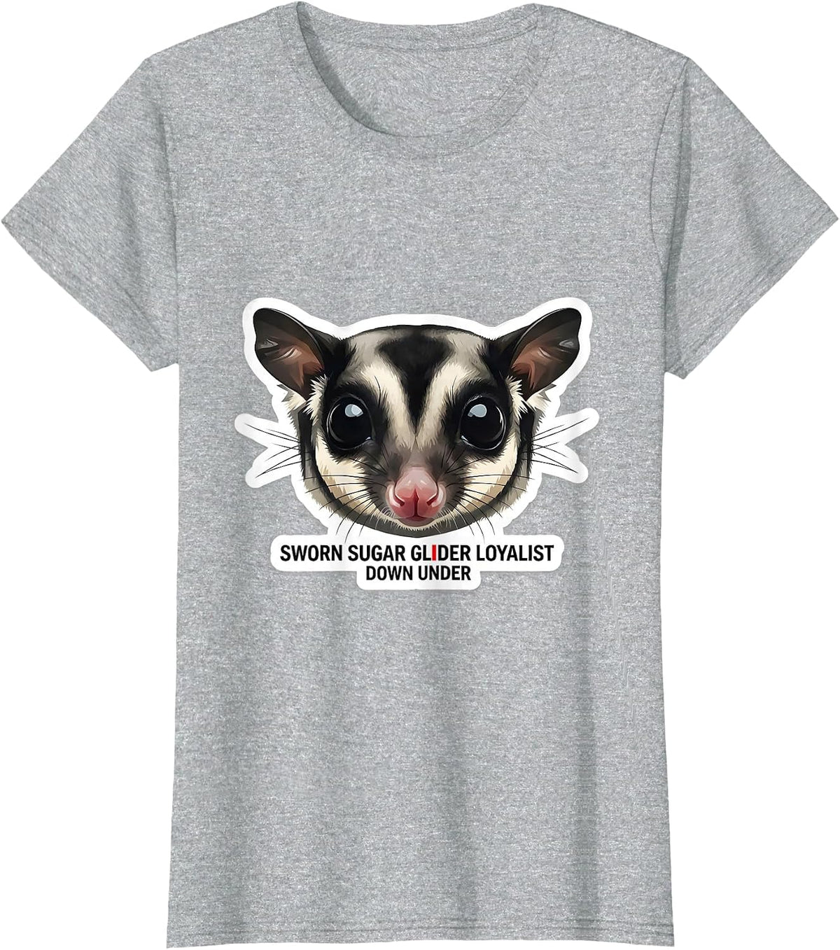 Sworn Sugar Glider Loyalist, Down Under Wildlife T-Shirt - Heather Grey