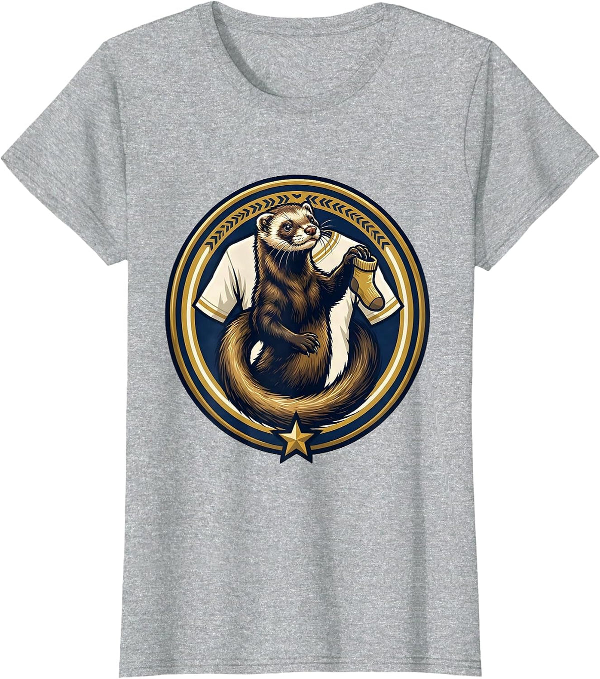 Ferret Mascot Badge Funny Ferret Lover Gifts T-Shirt - Heather Grey
