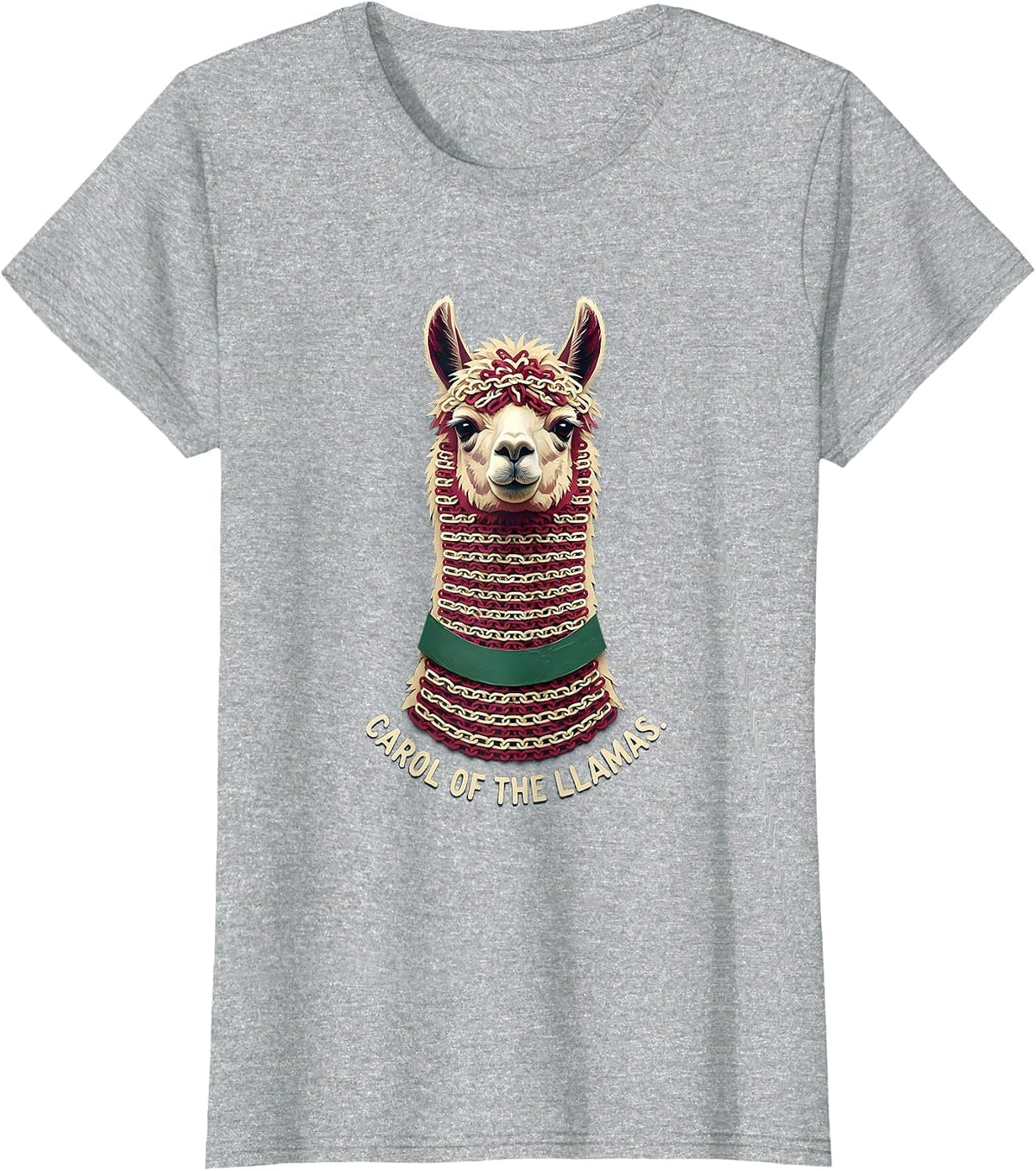 Carol Of The Llamas Funny Llama Christmas Animal Lover Gift T-Shirt - Heather Grey