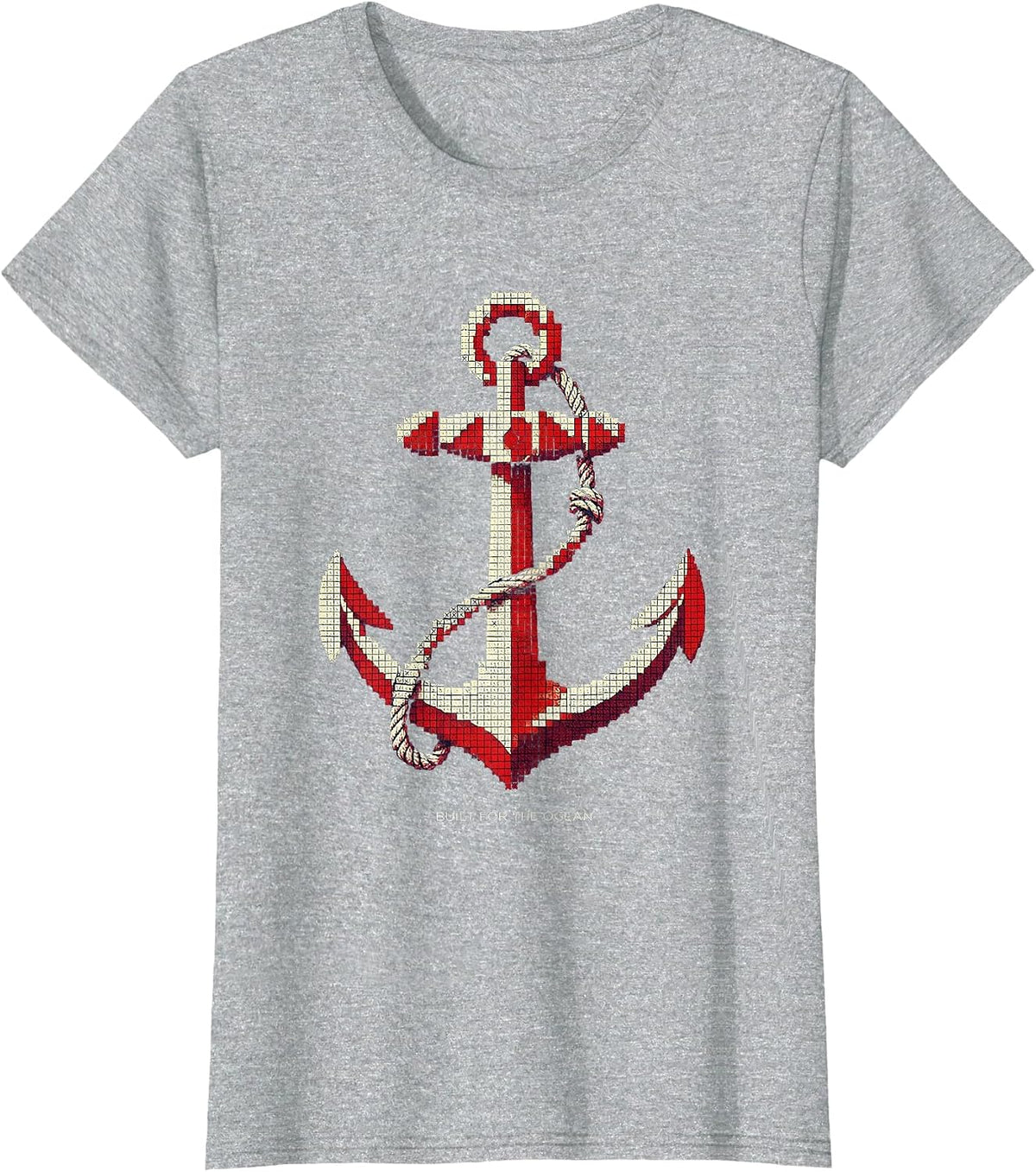 Built for the Ocean Navy Nautical Design T-Shirt - Heather Grey