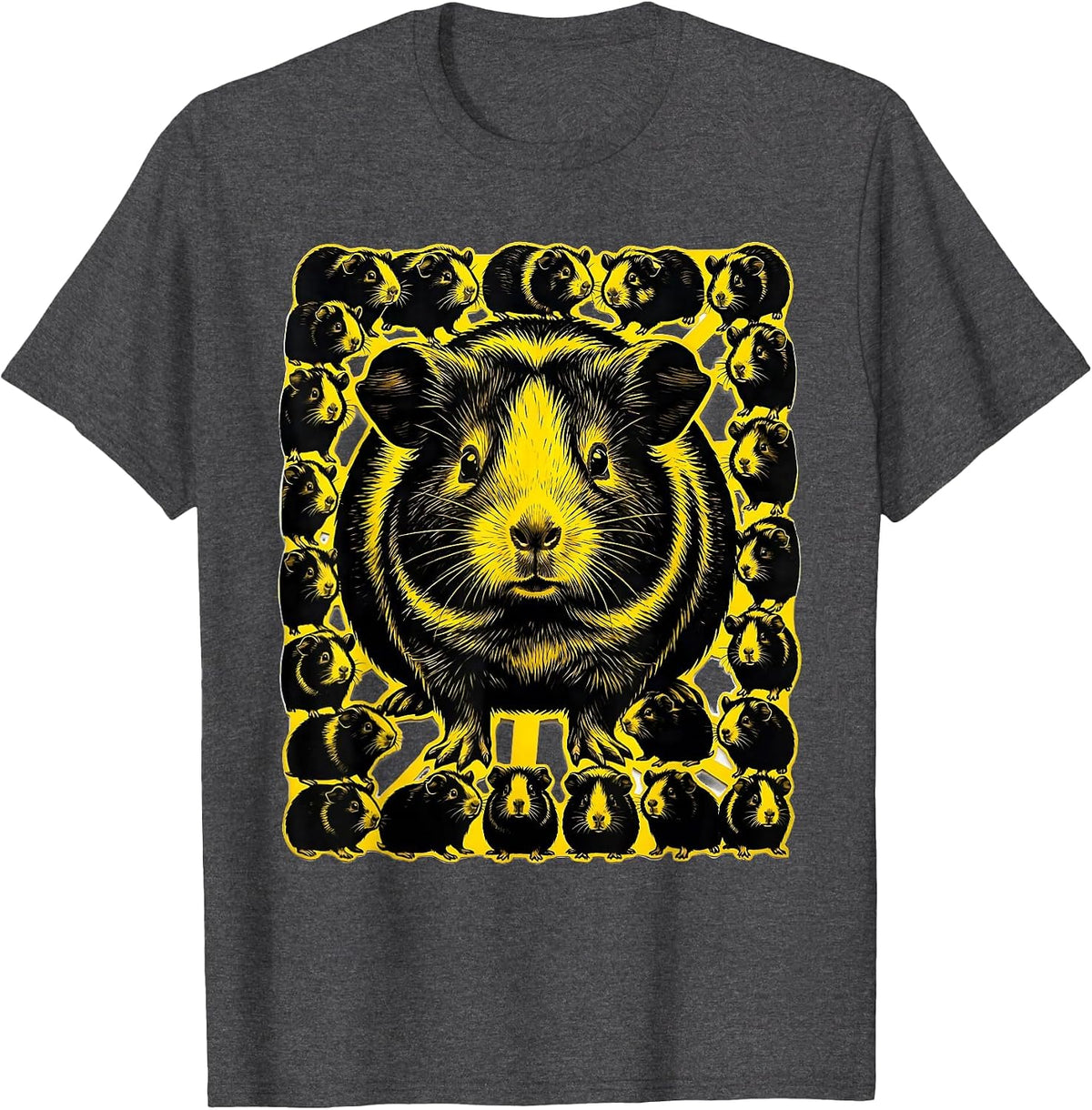 Men's Stencil Guinea Pig Cluster Cute Pet Lover Humor T-Shirt - Dark Heather Grey