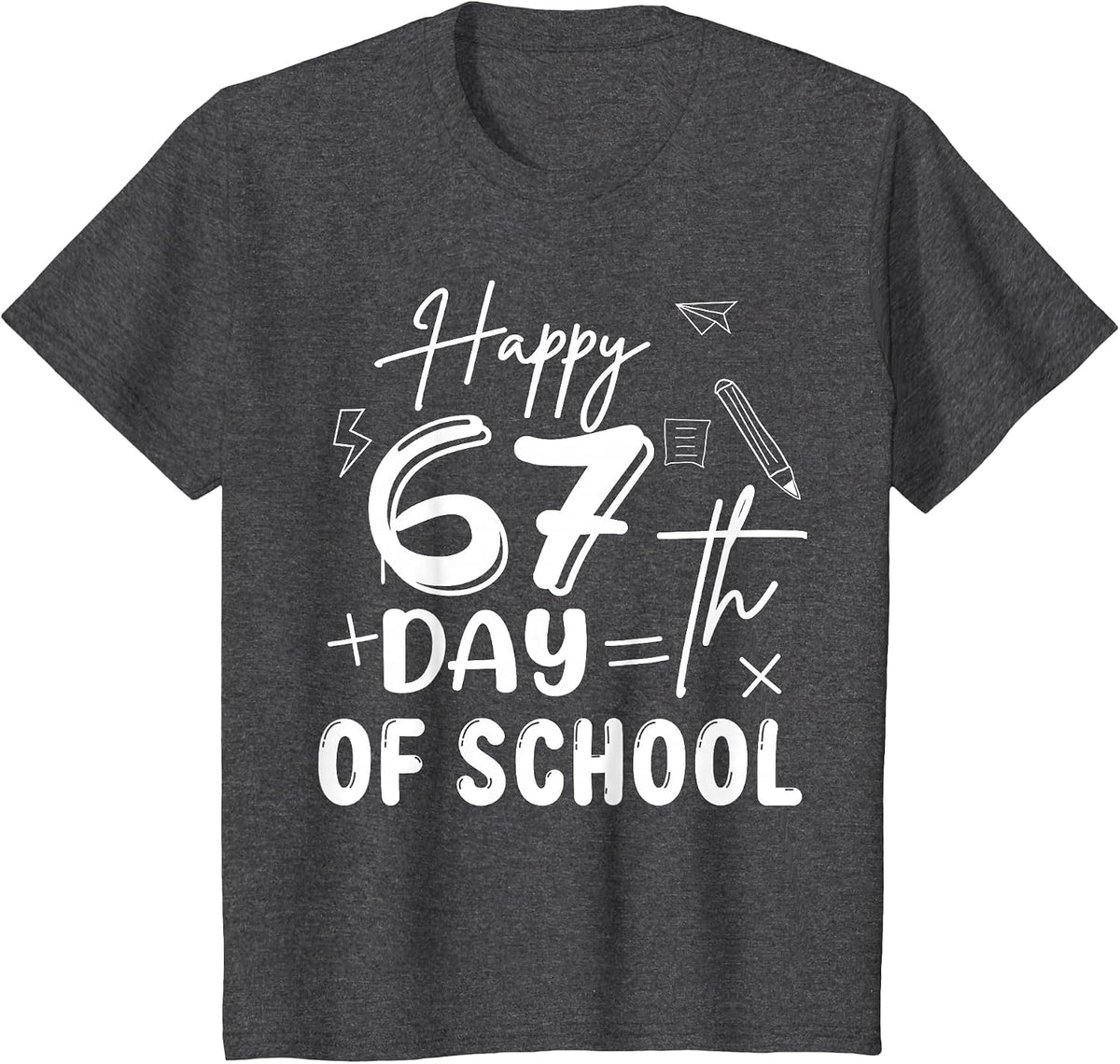 67th Day of School Happy 67 Days Smarter Teacher T-Shirt - Dark Heather Grey