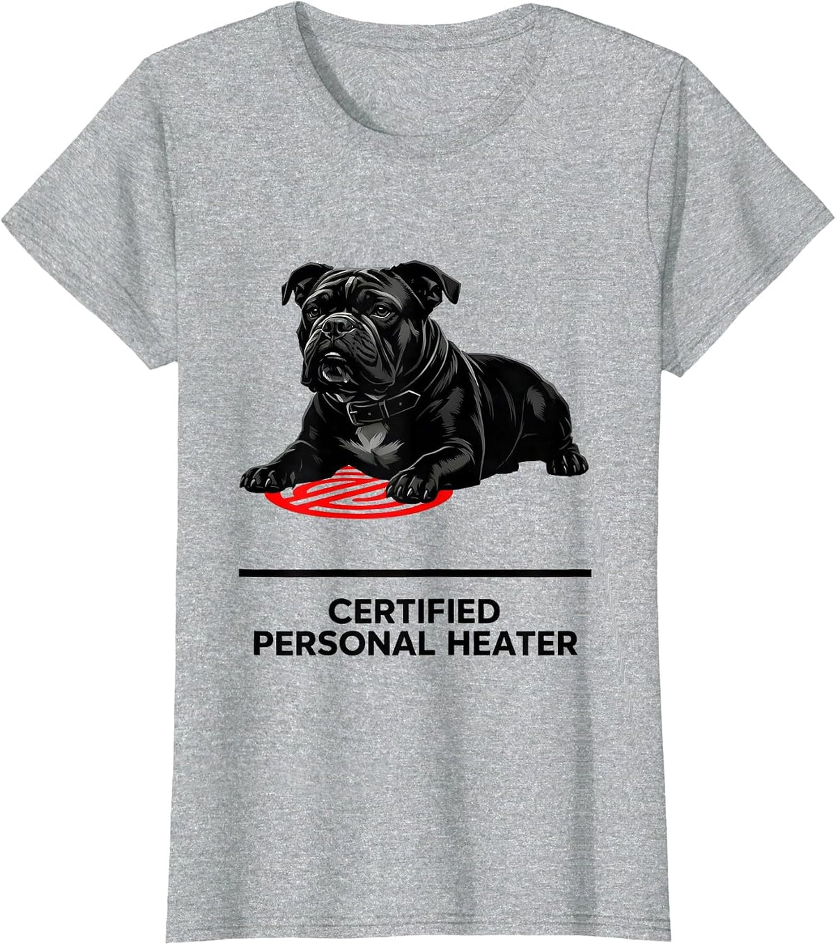 Women's Certified Personal Heater Funny Pitbull Owner Dog Mom Humor T-Shirt - Heather Grey