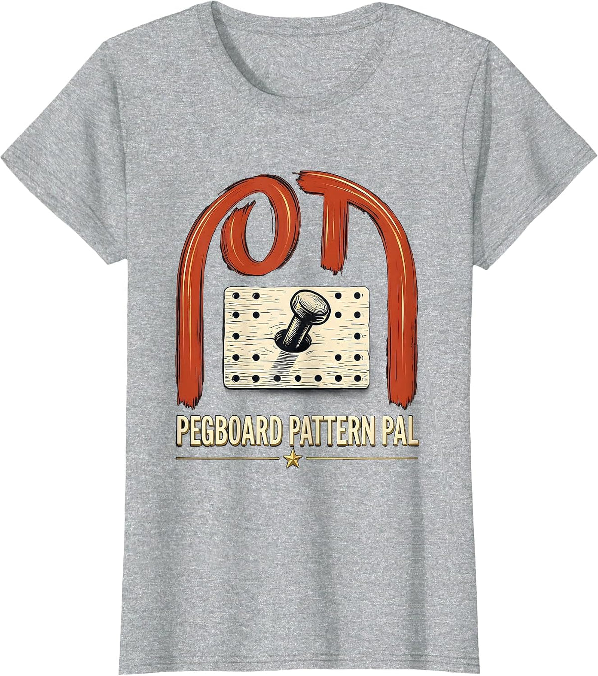 OT, Pegboard Pattern Pal Occupational Therapy Back to School T-Shirt - Heather Grey