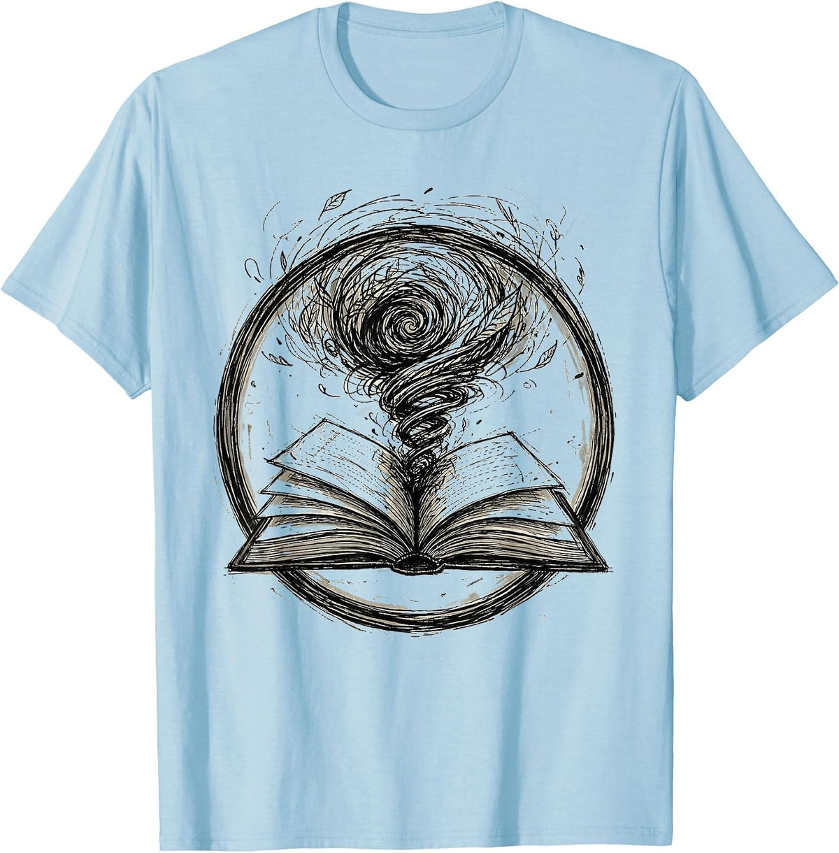 Men's Dyslexia Awareness Open Book Floating Letters T-Shirt - Baby Blue