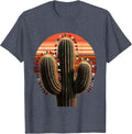 Red White and Blue Patriotic Cactus Flag Design T-Shirt - Heather Blue
