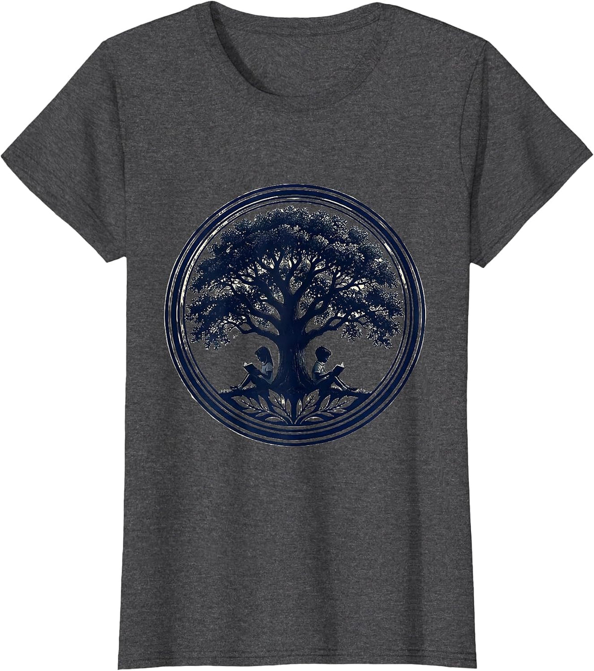 Women's Special Education Reading Tree Illustration T-Shirt - Dark Heather Grey