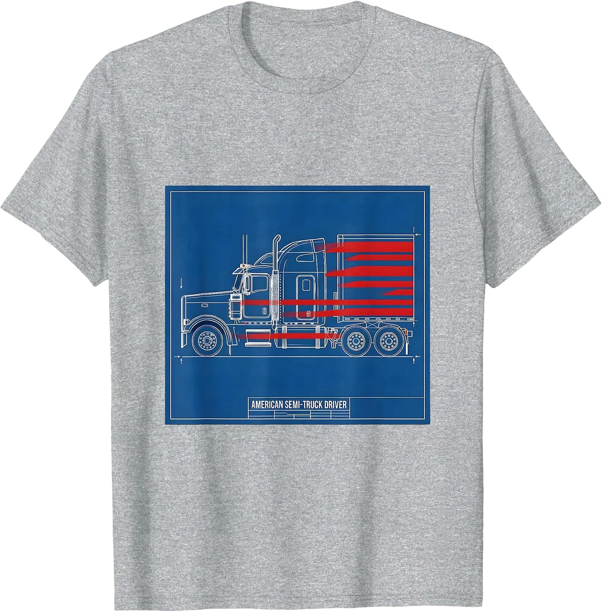 Men's American Semi-Truck Driver Patriotic Trucker Gift T-Shirt - Heather Grey