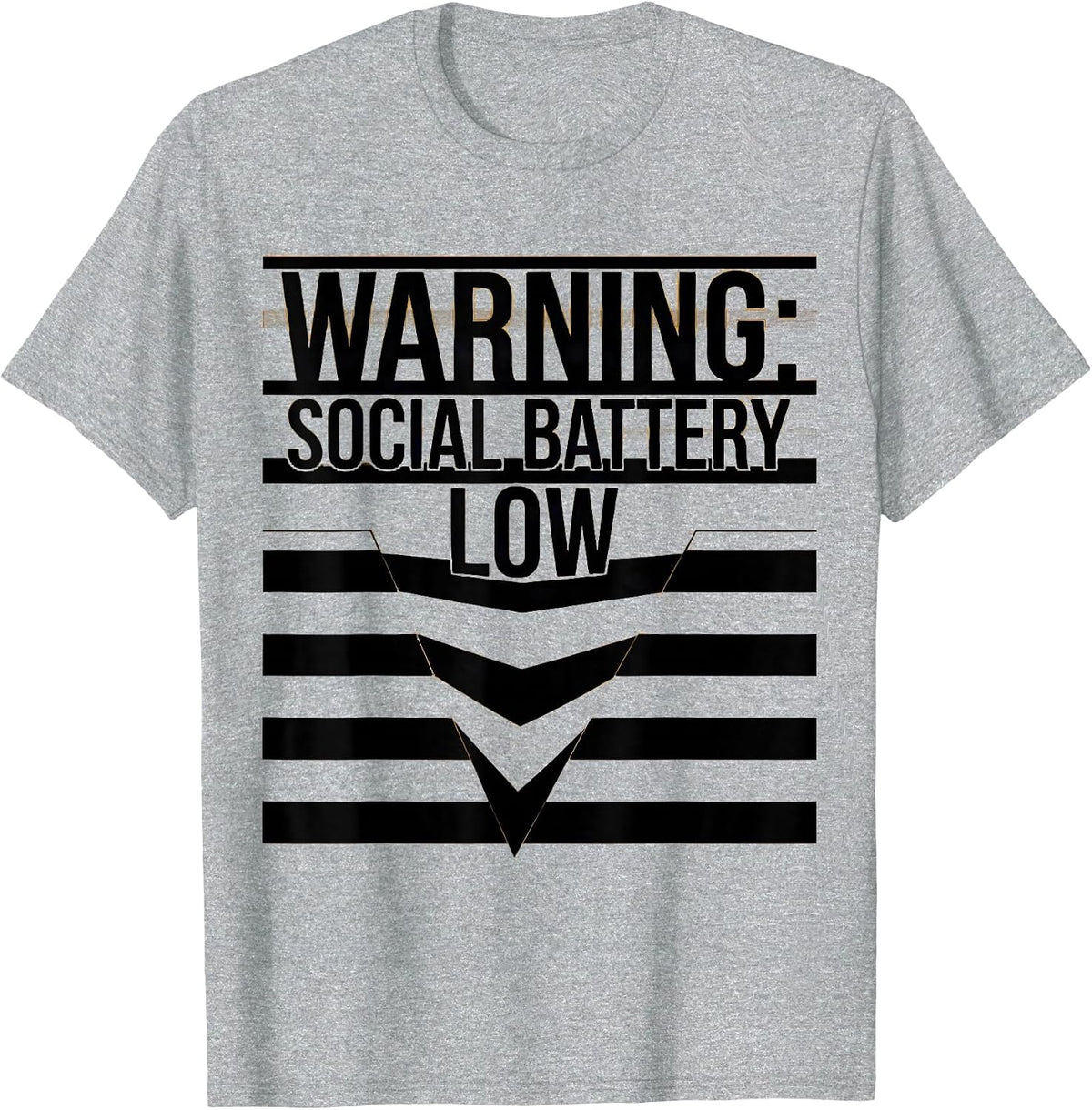 Men's Warning: Social Battery Low Funny Caution Sign Humor T-Shirt - Heather Grey