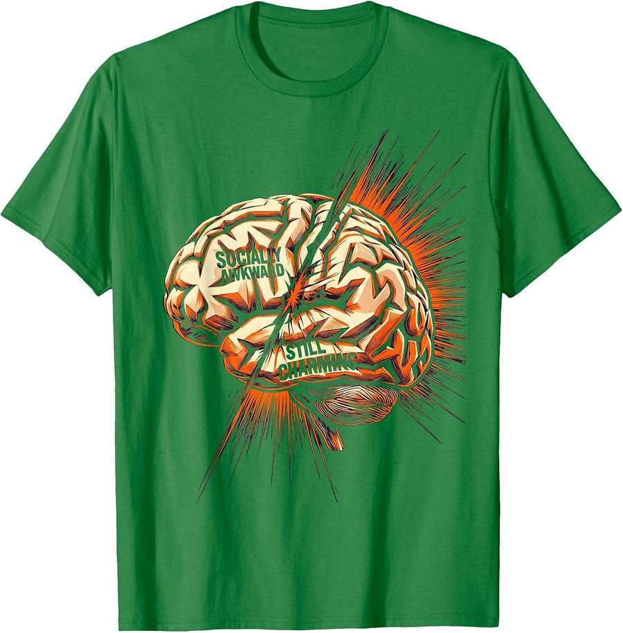 Men's Rizz Em With The Tism Socially Awkward Design T-Shirt - Kelly Green