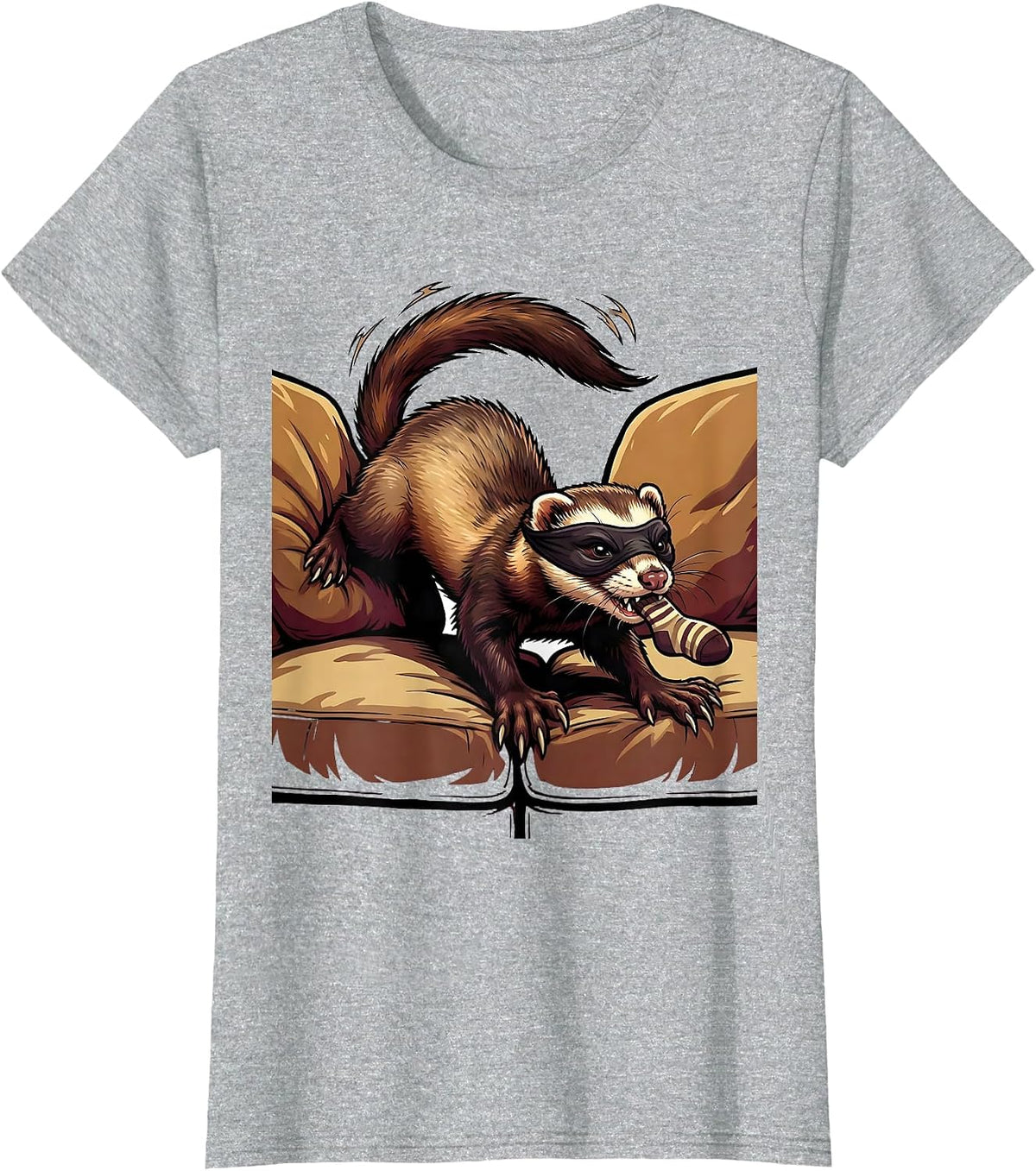 Masked Ferret Bursting Funny Ferret Lover Gift T-Shirt - Heather Grey