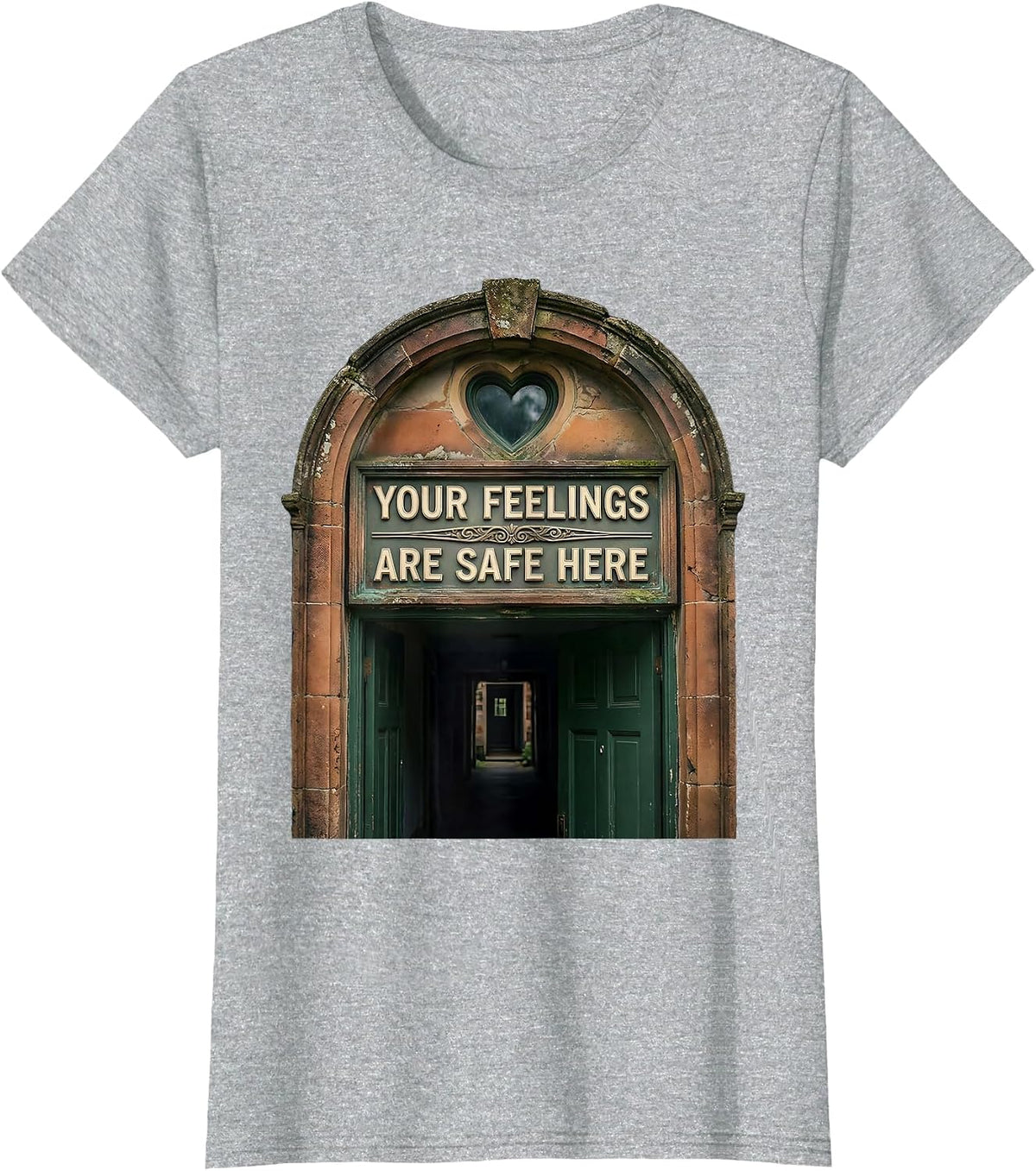 Women's Your Feelings Are Safe Here Vintage Mental Health Counselor T-Shirt - Heather Grey